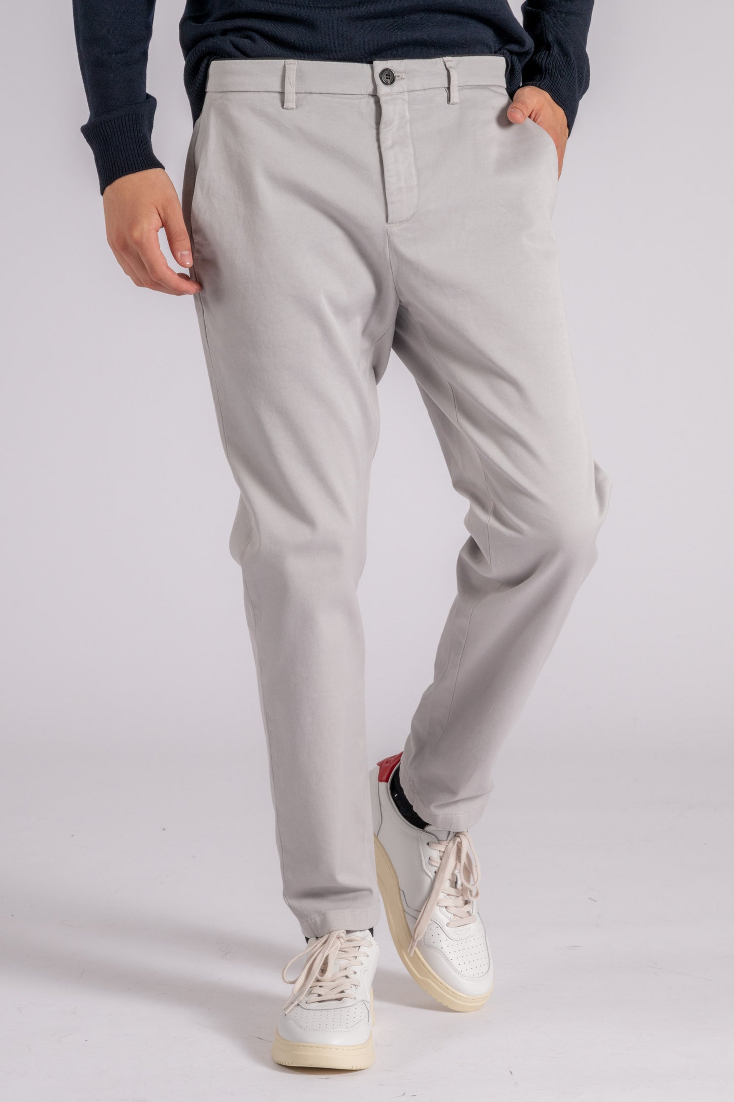  Department 5 Prince Chino Slim Crop Cotton/elastane Pants In Grey Grigio Uomo - 5