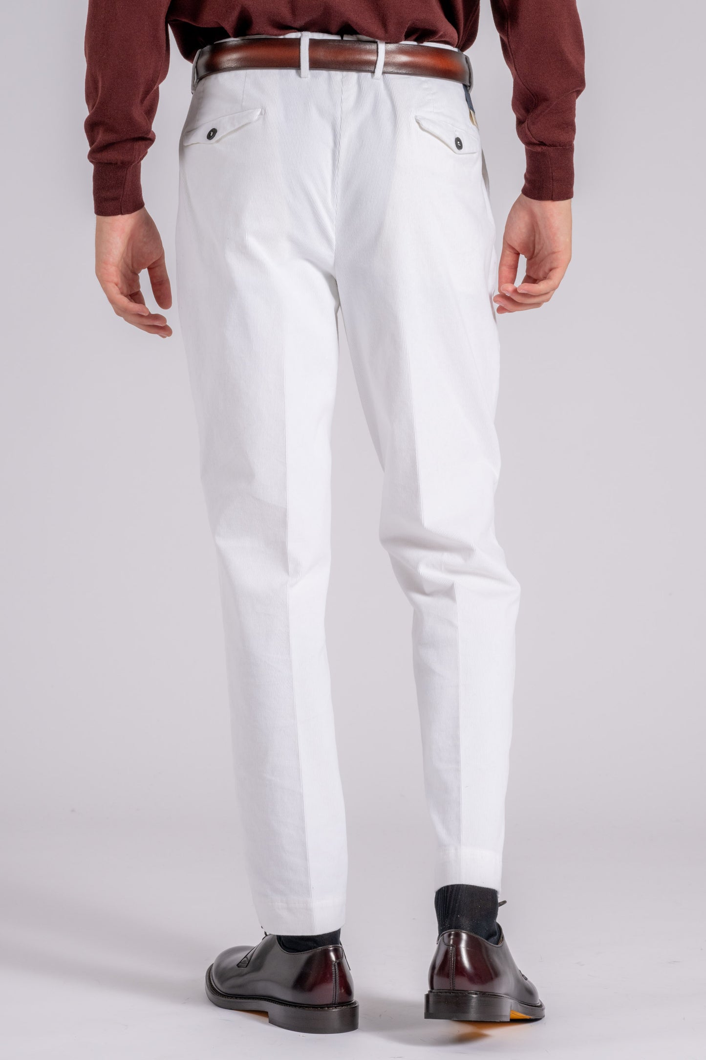  Santaniello Corduroy Pinstripe White Trousers Bianco Uomo - 3