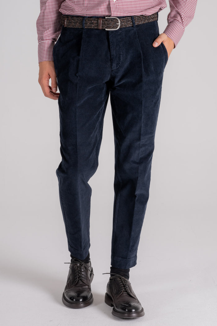  Santaniello Blue Trousers In Cotton/elastane Blu Uomo - 1