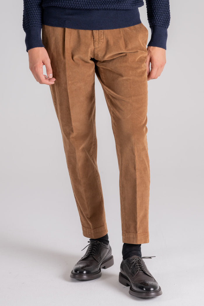 Santaniello Pantalone Velluto Millerighe Beige