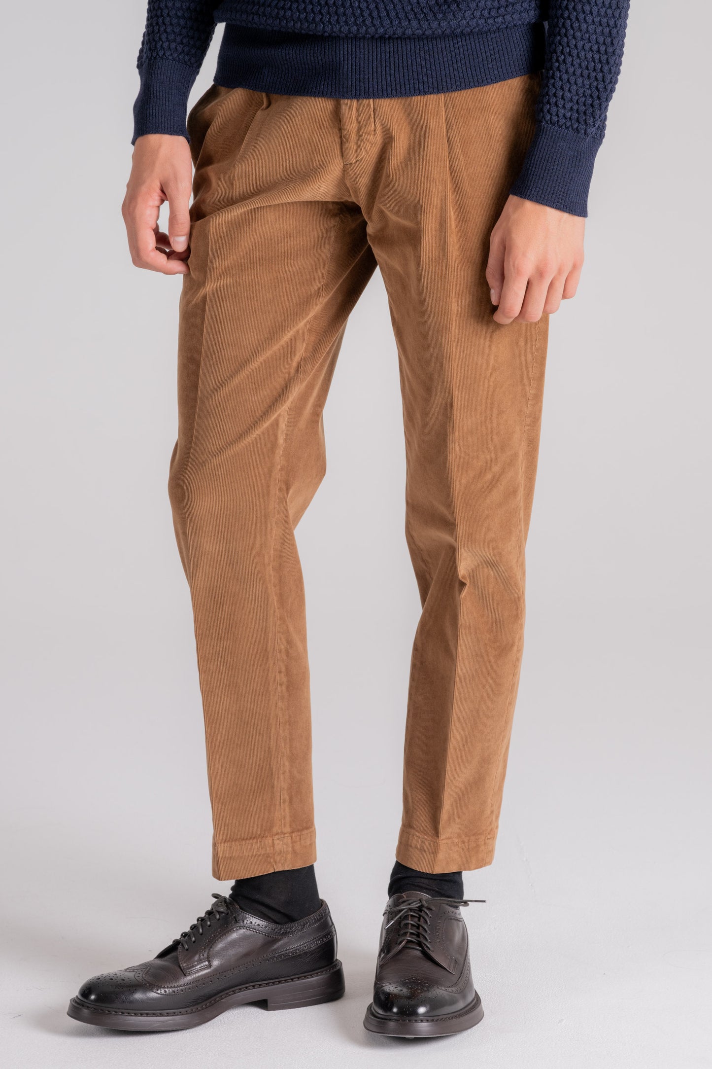  Santaniello Corduroy Pinstripe Beige Trousers Marrone Uomo - 2