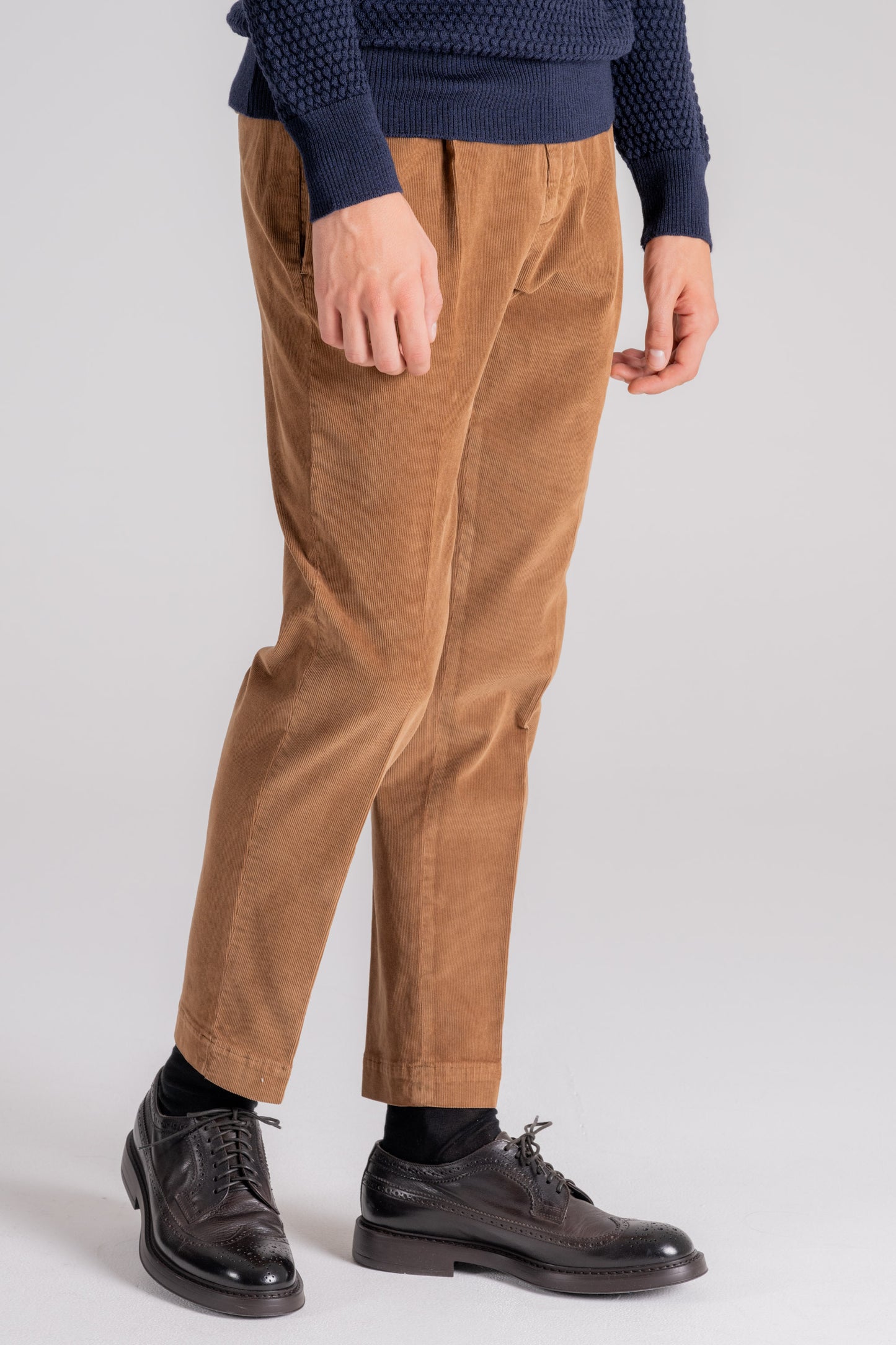  Santaniello Corduroy Pinstripe Beige Trousers Marrone Uomo - 3