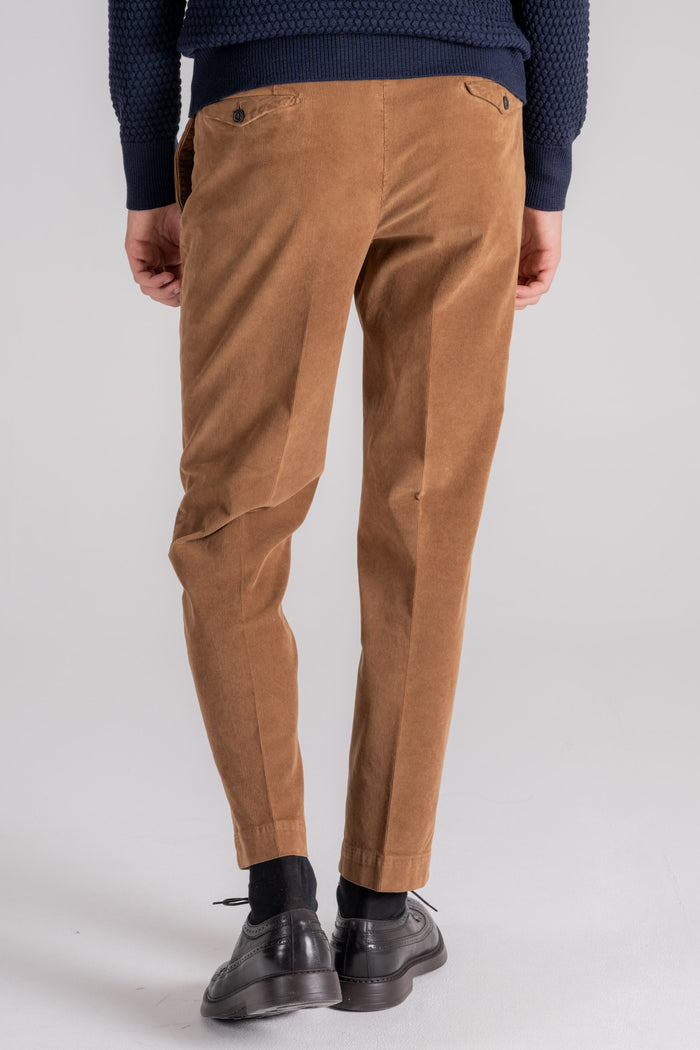  Santaniello Corduroy Pinstripe Beige Trousers Marrone Uomo - 4