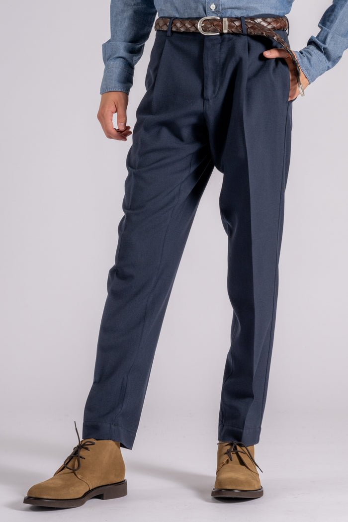 Santaniello Wool Trousers in Blue-2