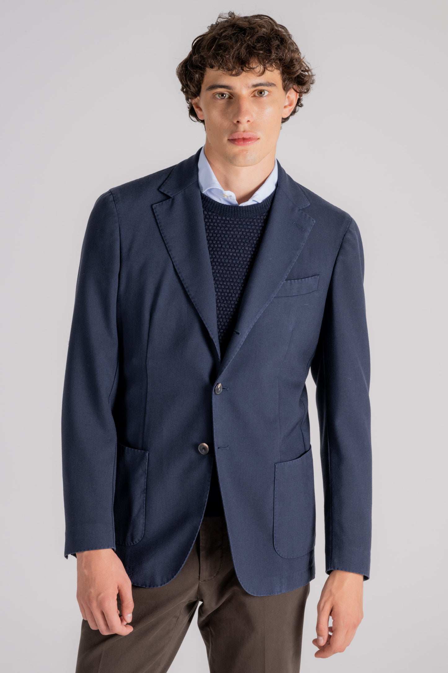  Santaniello Blue Jacket In Wool/polyester Blu Uomo - 1