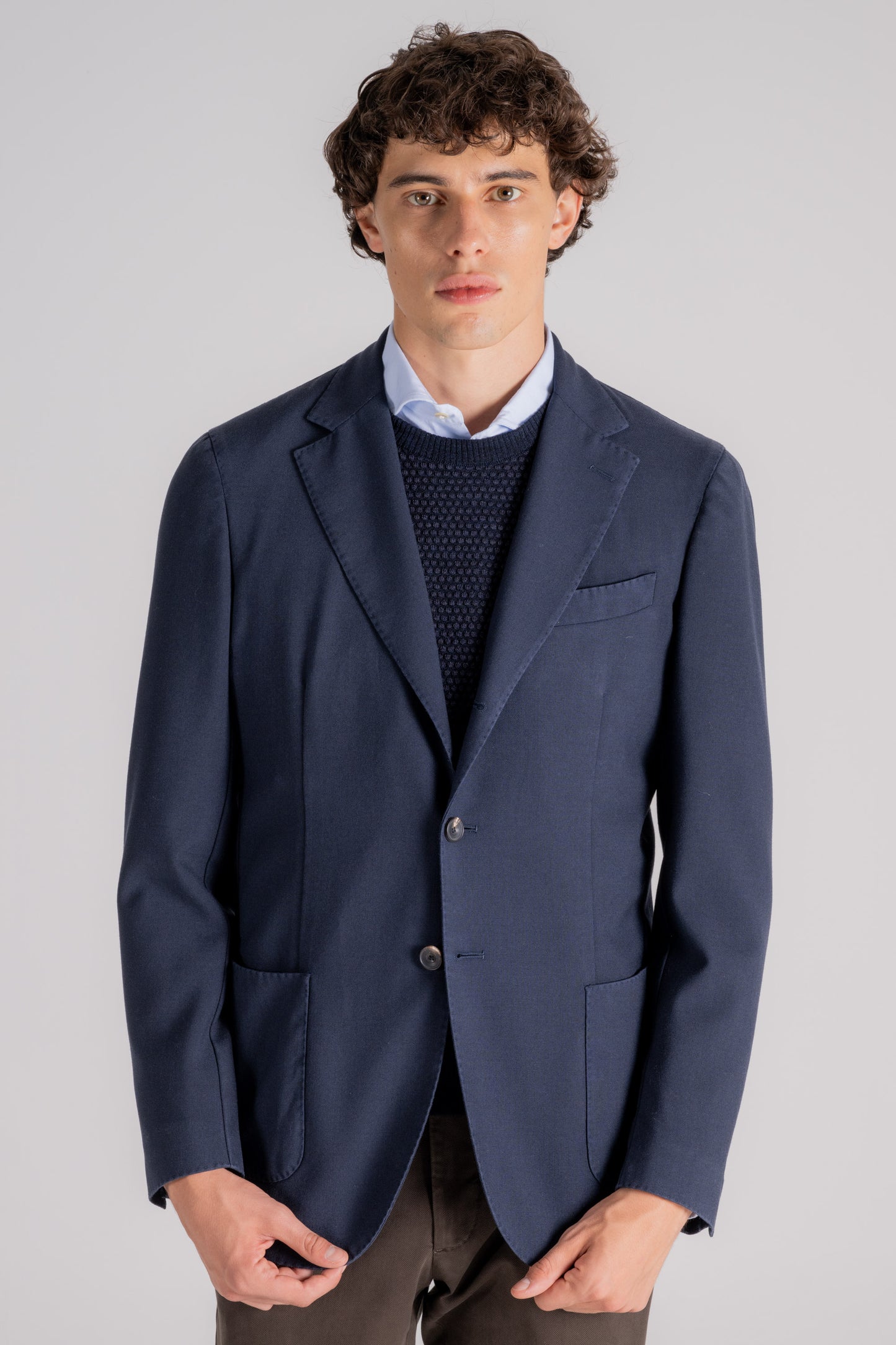  Santaniello Blue Jacket In Wool/polyester Blu Uomo - 2