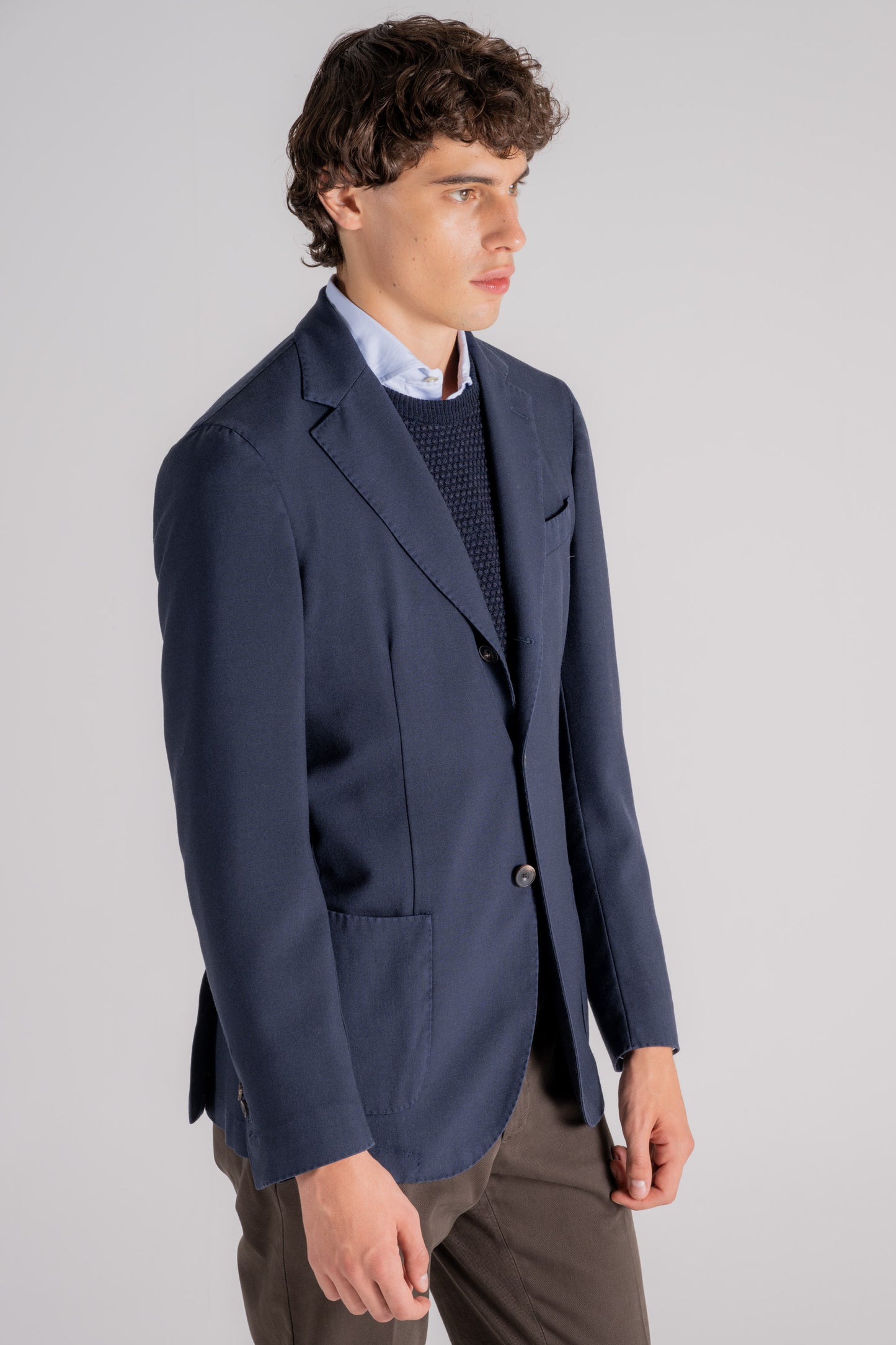  Santaniello Blue Jacket In Wool/polyester Blu Uomo - 3