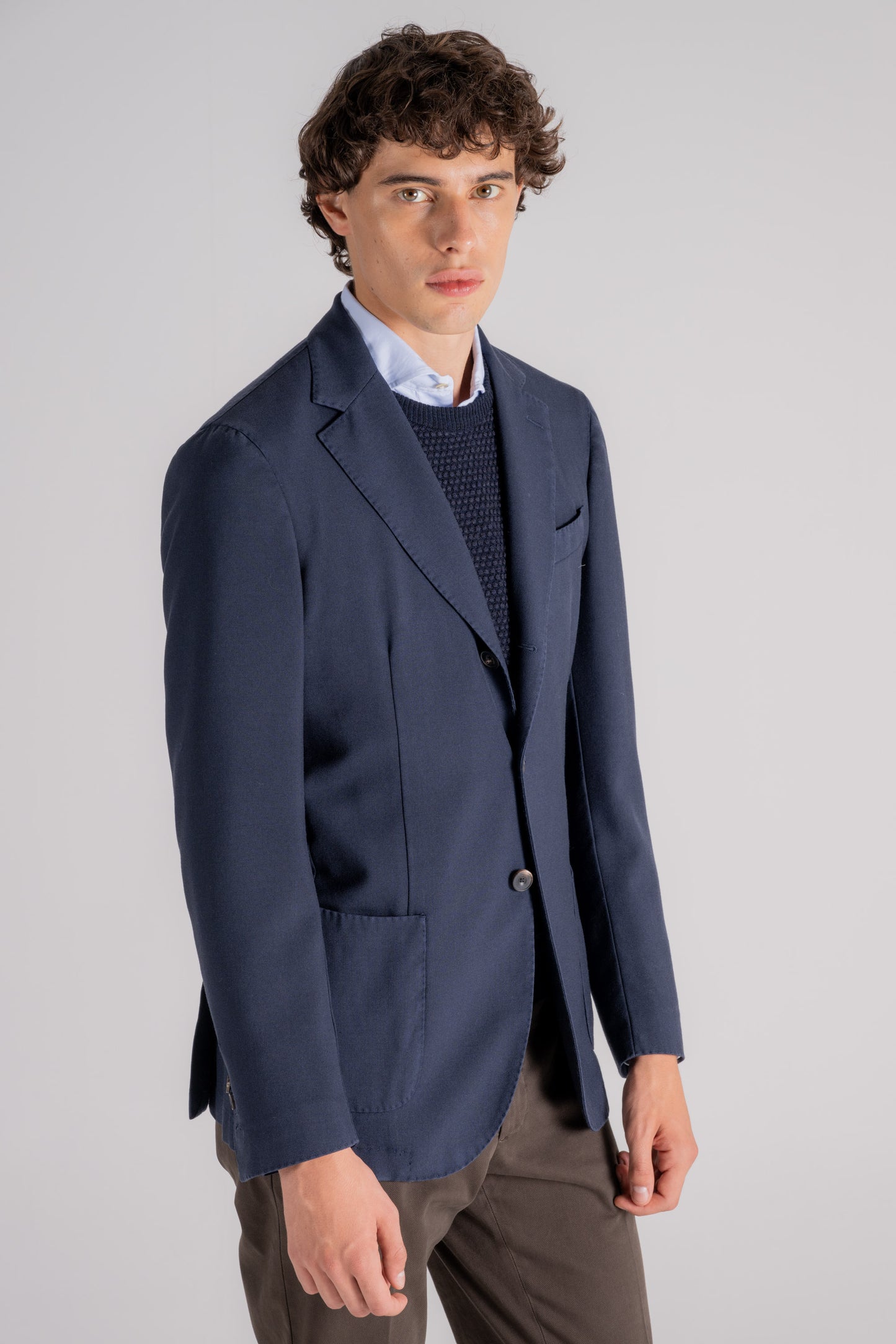  Santaniello Blue Jacket In Wool/polyester Blu Uomo - 4