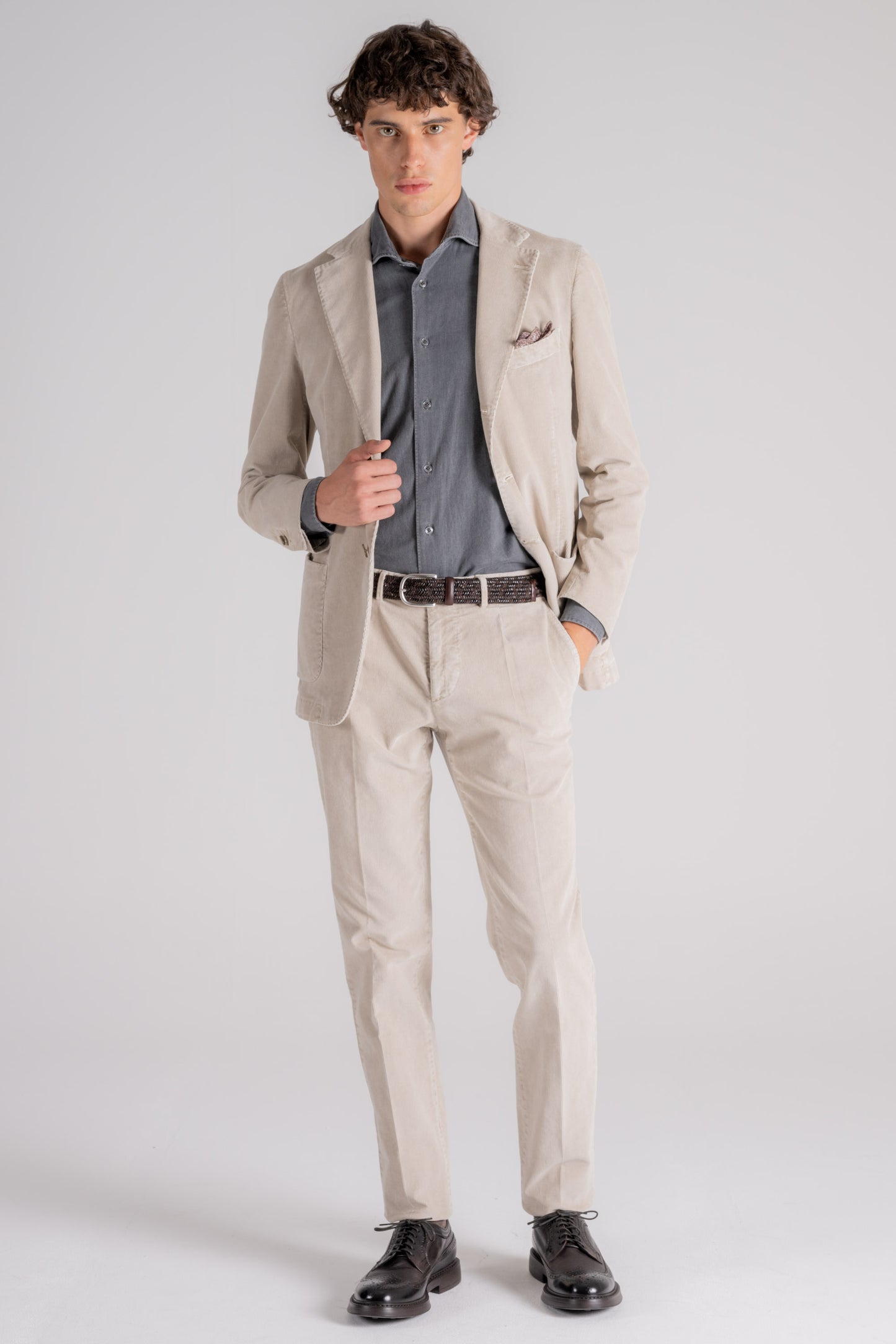  Santaniello Suit 97% Cotton 3% Elastane White Beige Uomo - 3