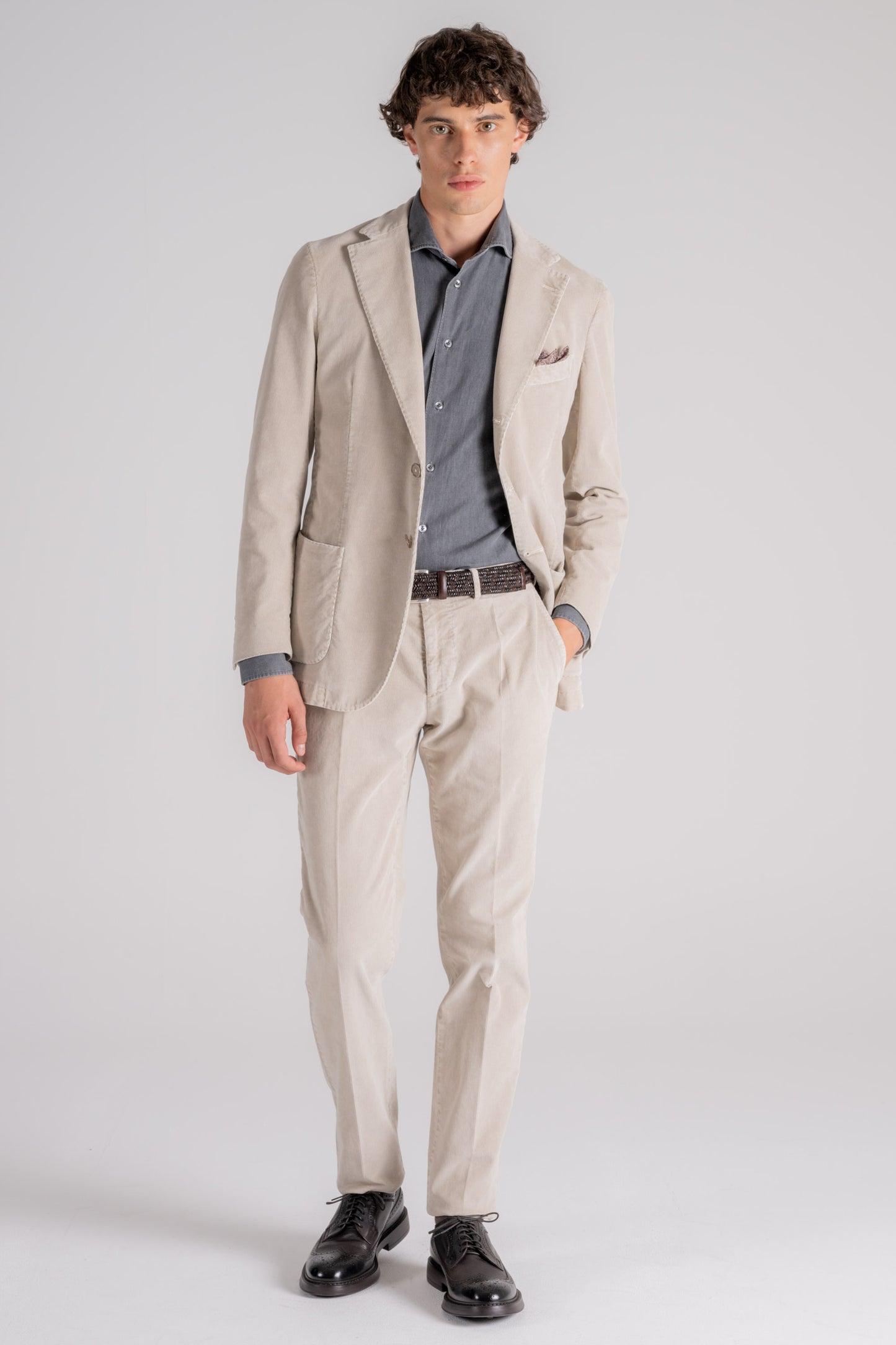  Santaniello Suit 97% Cotton 3% Elastane White Beige Uomo - 4