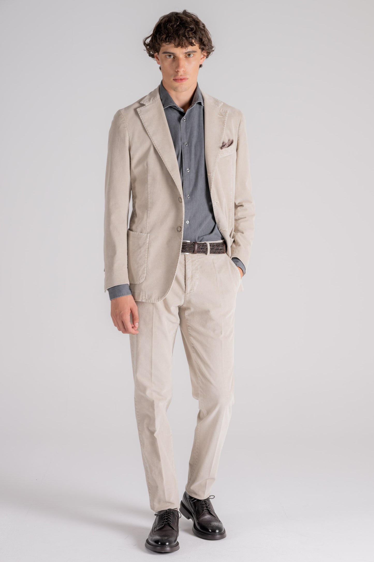  Santaniello Suit 97% Cotton 3% Elastane White Beige Uomo - 1