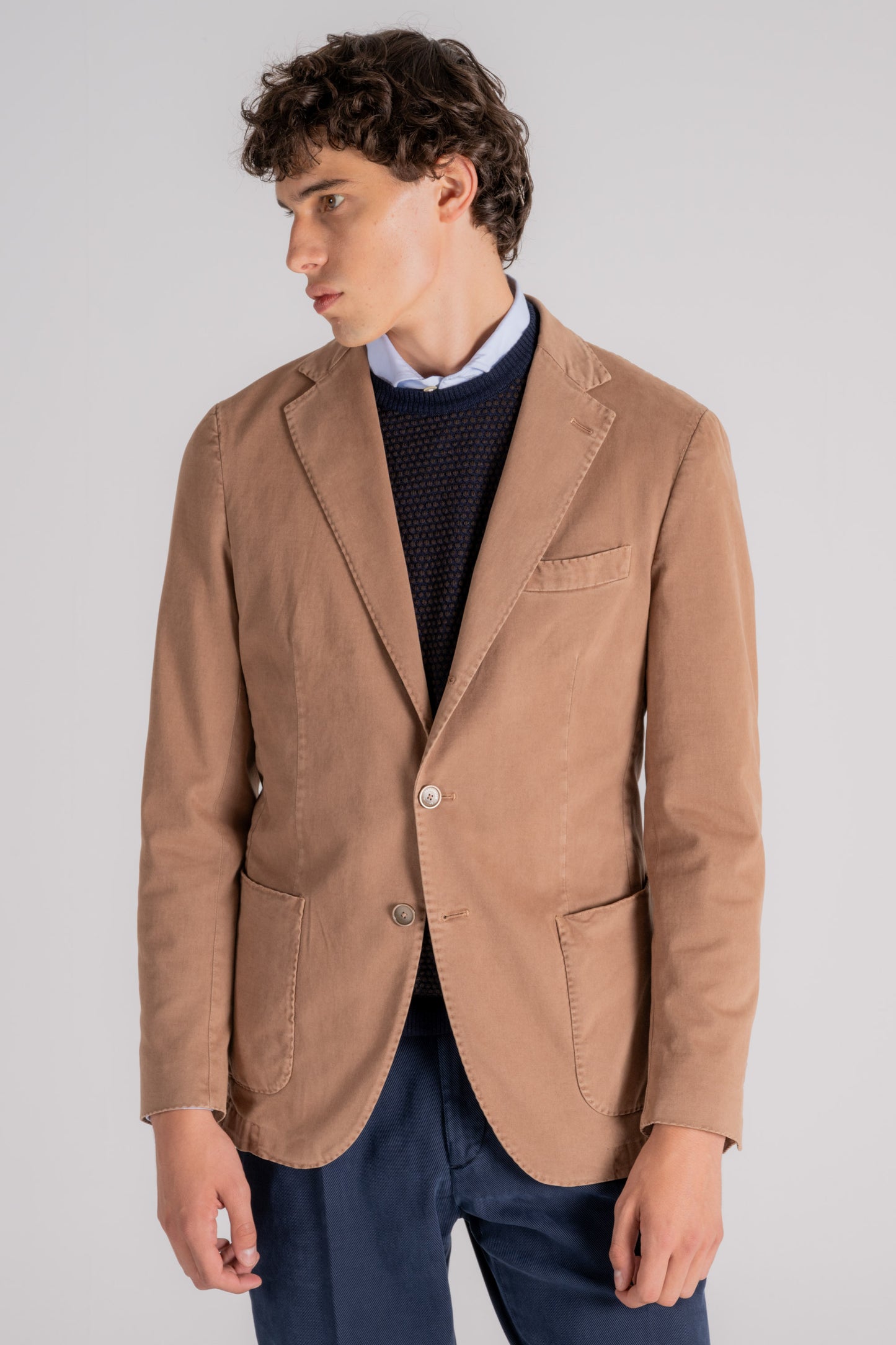  Santaniello Cotton/elastane Jacket Gray Beige Uomo - 4