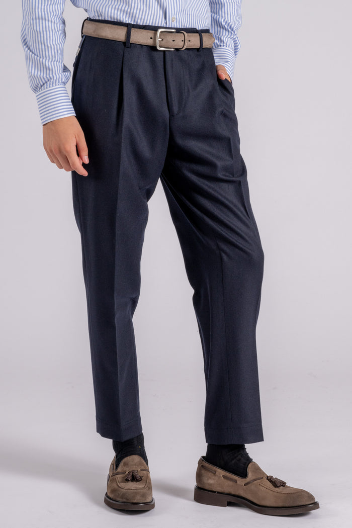 Santaniello Trousers 100% Virgin Wool Blue-2