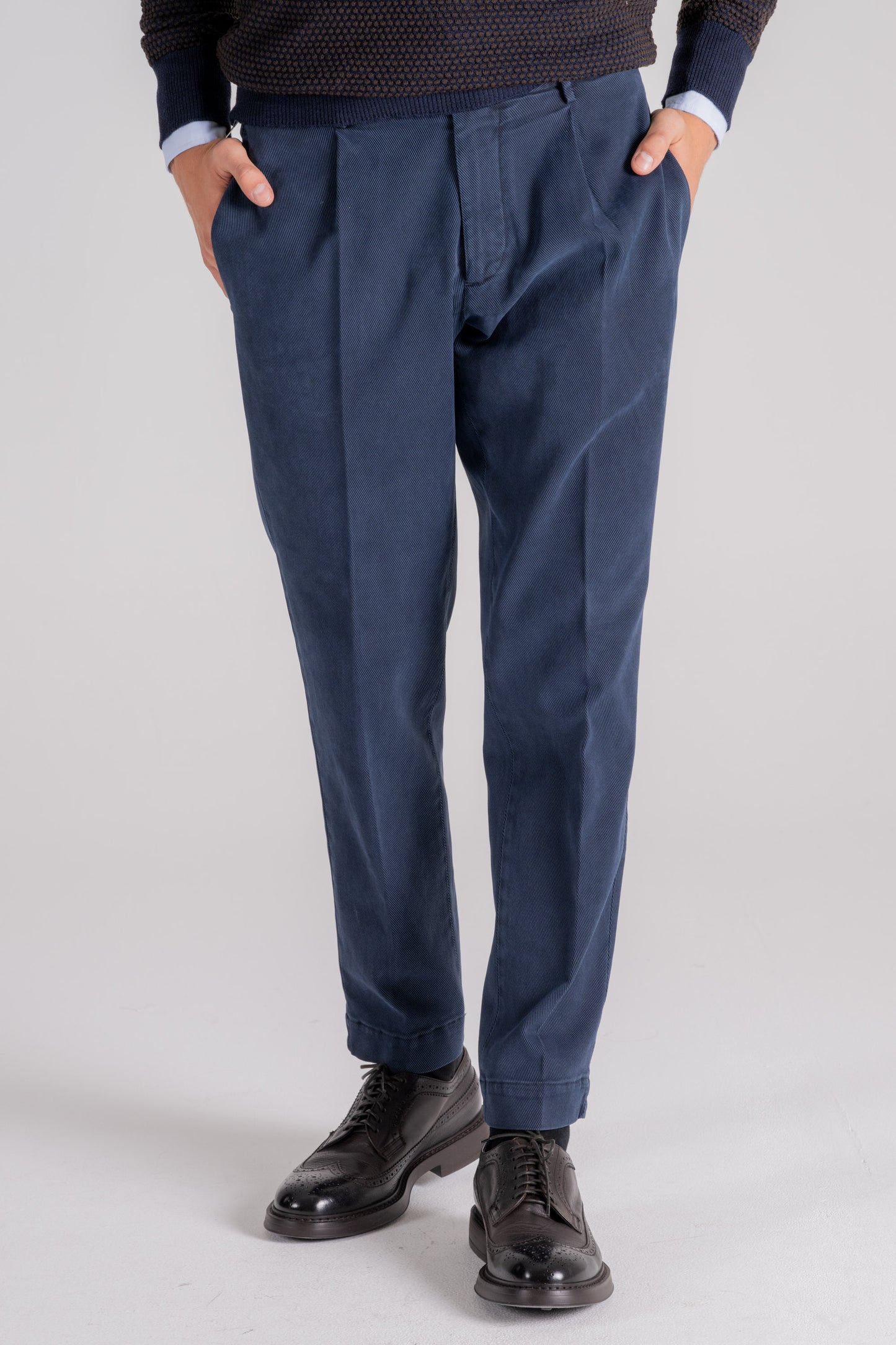  Santaniello Trousers 100% Cotton Beige Blu Uomo - 1