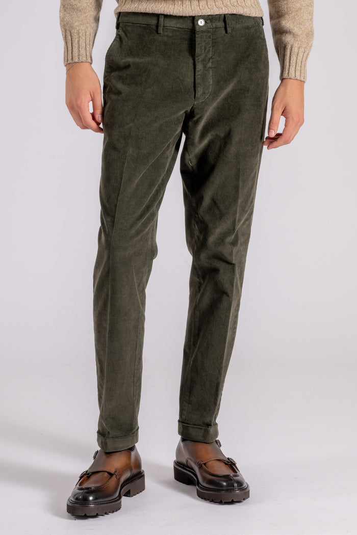 Santaniello Corduroy Mille Righe Green Trousers