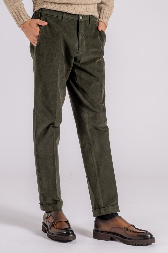 Santaniello Corduroy Mille Righe Green Trousers-2