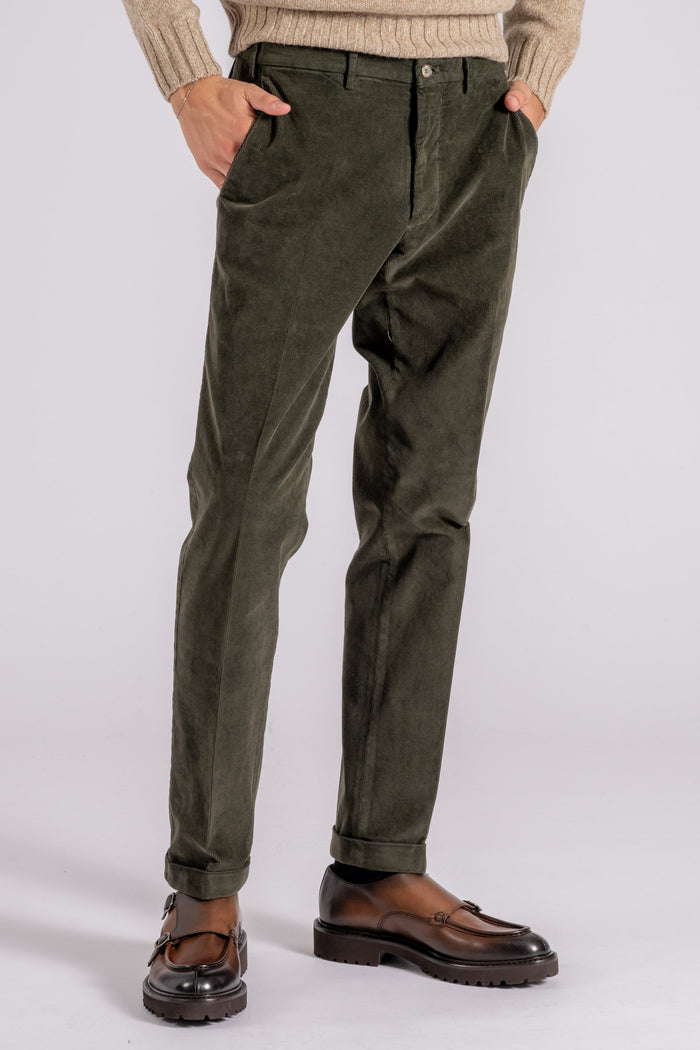  Santaniello Corduroy Mille Righe Green Trousers Verde Uomo - 3