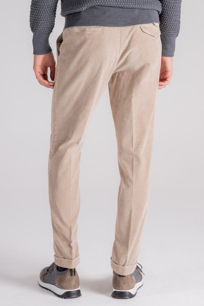  Santaniello Corduroy Trousers With Thin Stripes Blue Beige Uomo - 4