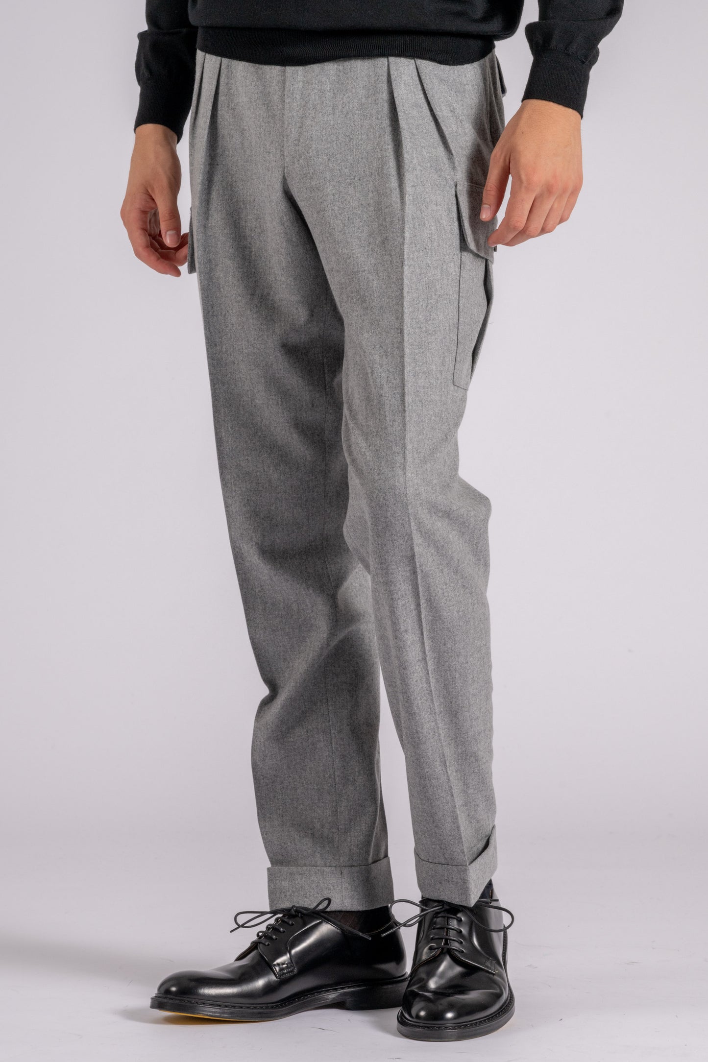  Santaniello Trousers 100% Wool Grey Grigio Uomo - 1