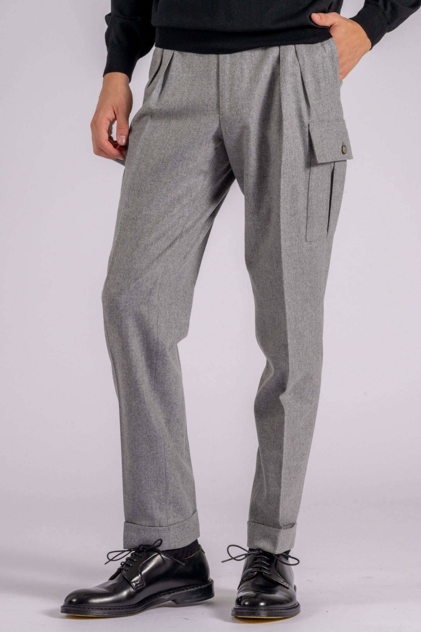  Santaniello Trousers 100% Wool Grey Grigio Uomo - 2