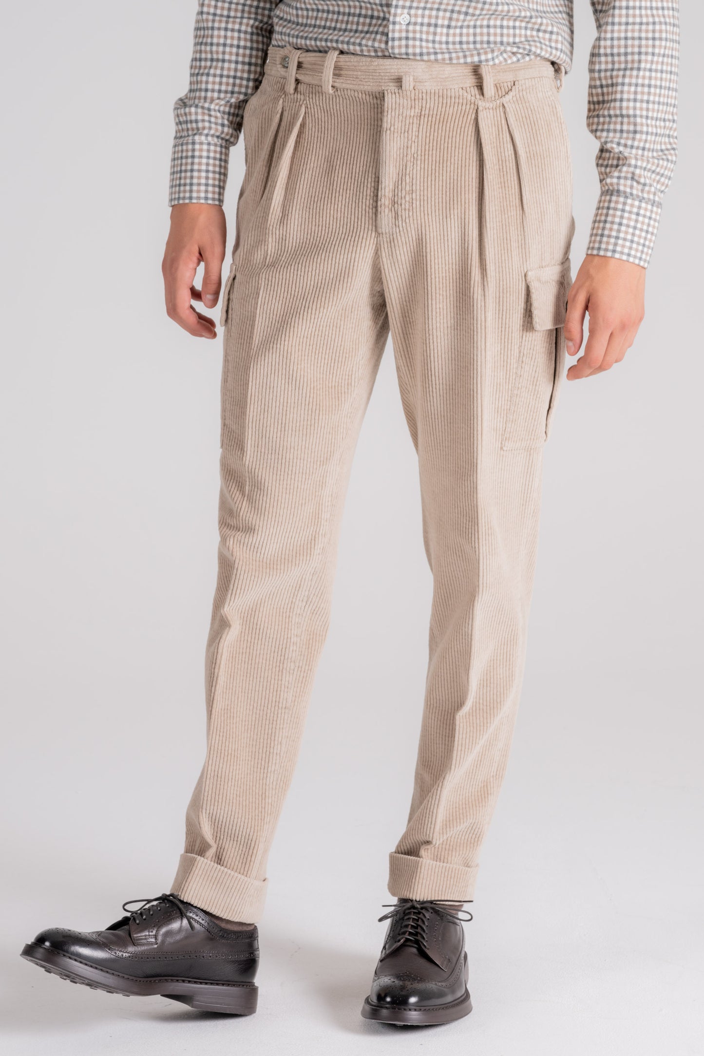  Santaniello Trousers 100% Cotton Corduroy Regular Fit Beige Uomo - 1