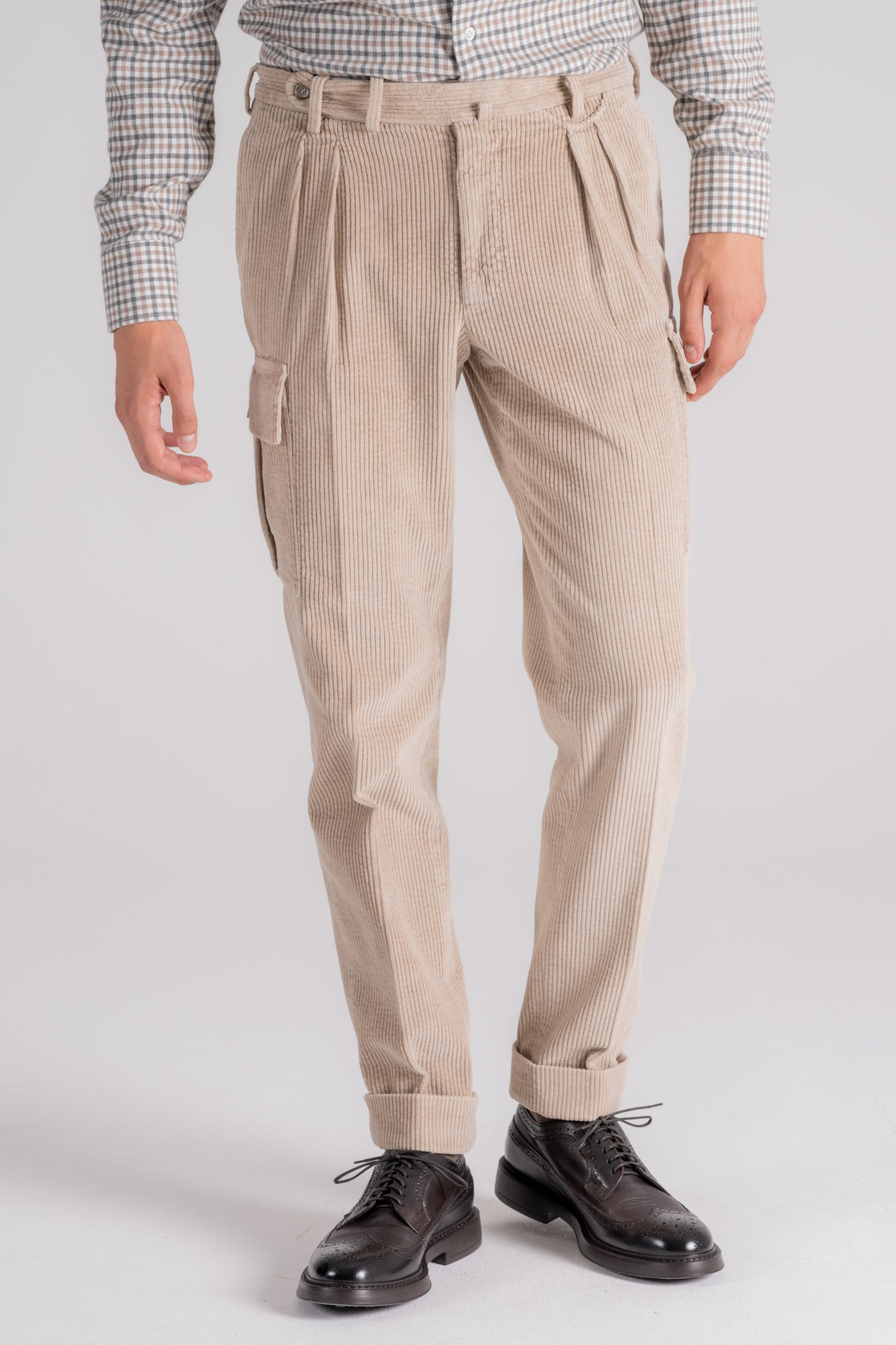  Santaniello Trousers 100% Cotton Corduroy Regular Fit Beige Uomo - 2