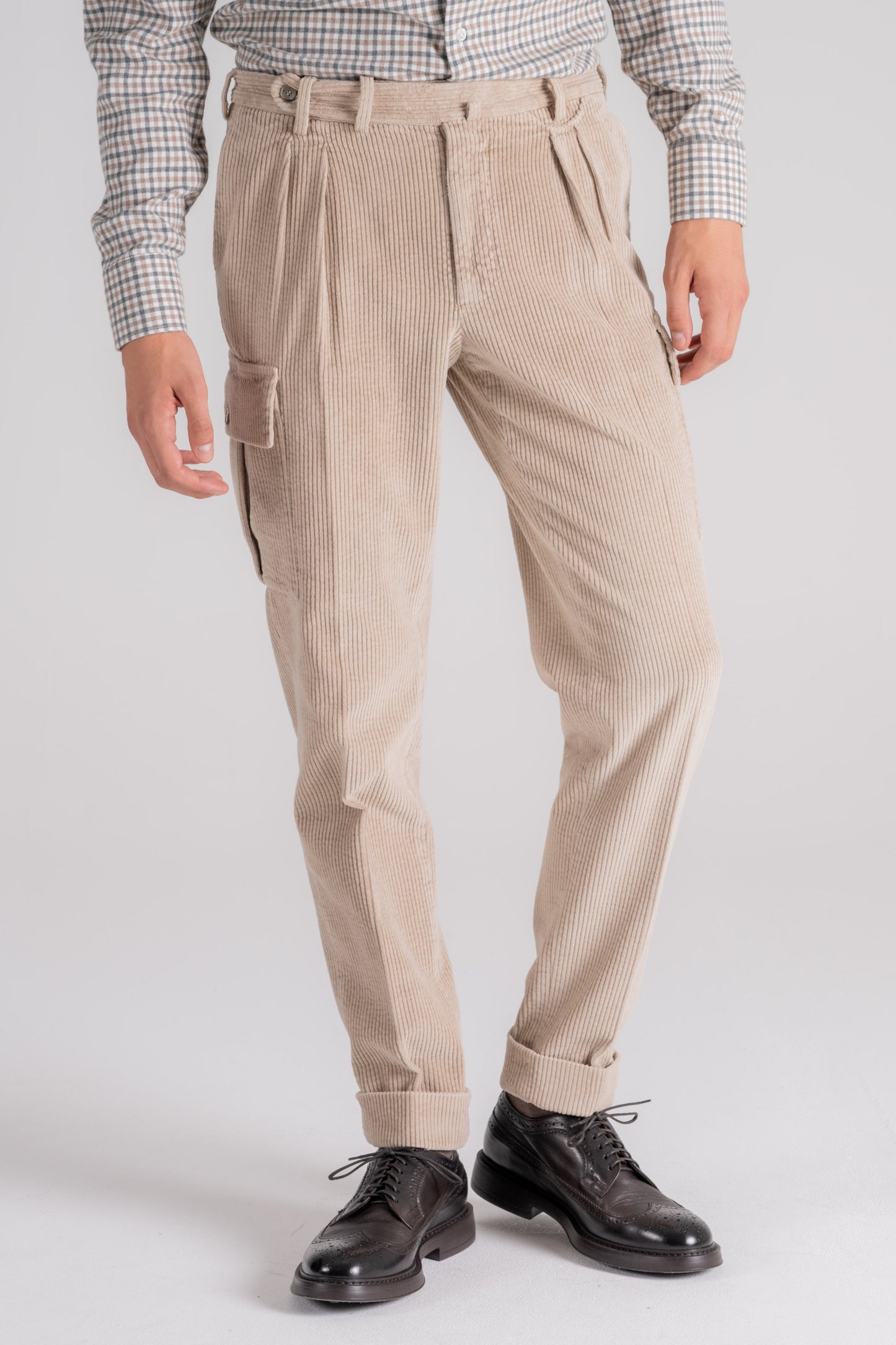  Santaniello Trousers 100% Cotton Corduroy Regular Fit Beige Uomo - 3