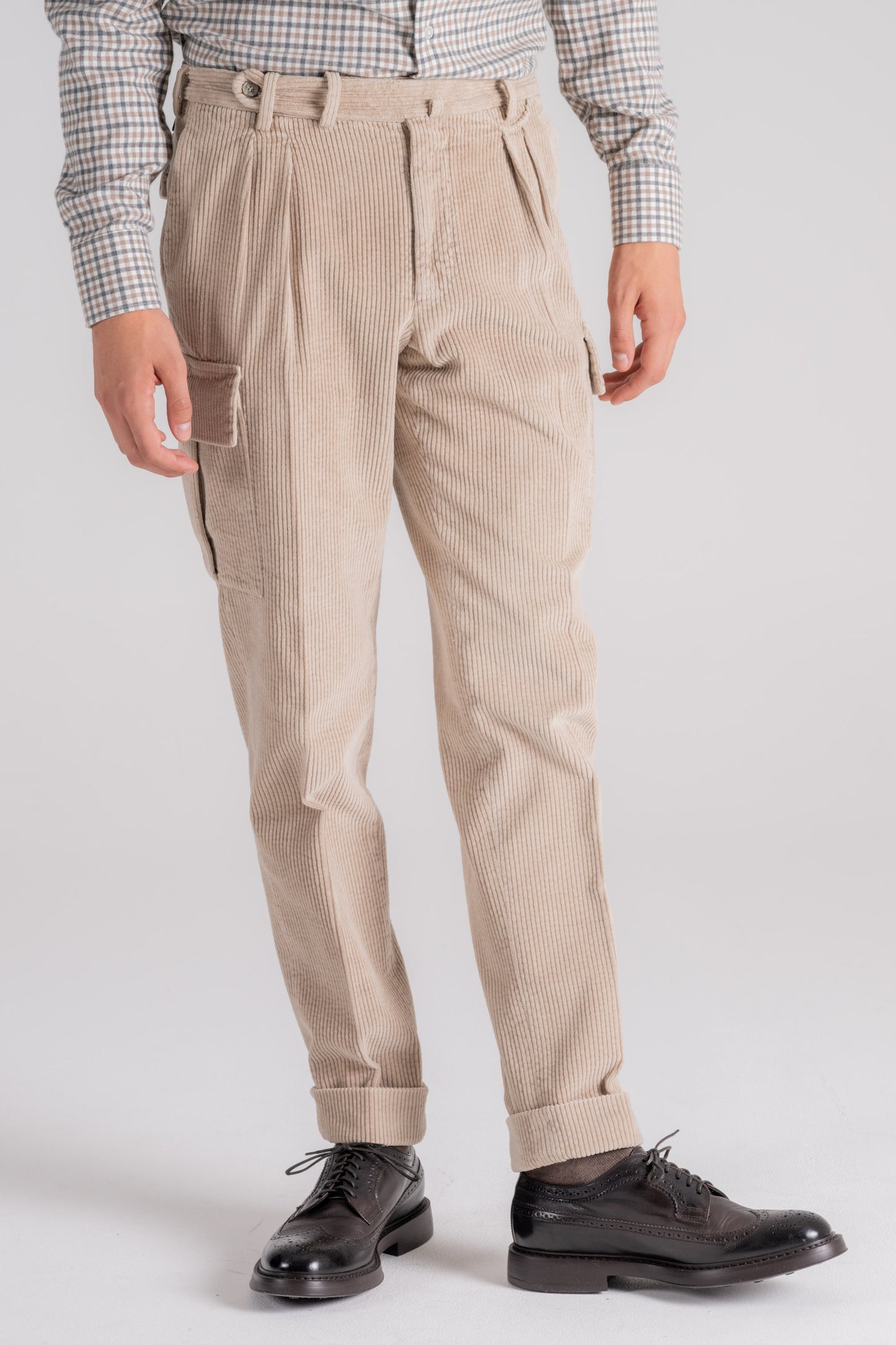  Santaniello Trousers 100% Cotton Corduroy Regular Fit Beige Uomo - 4