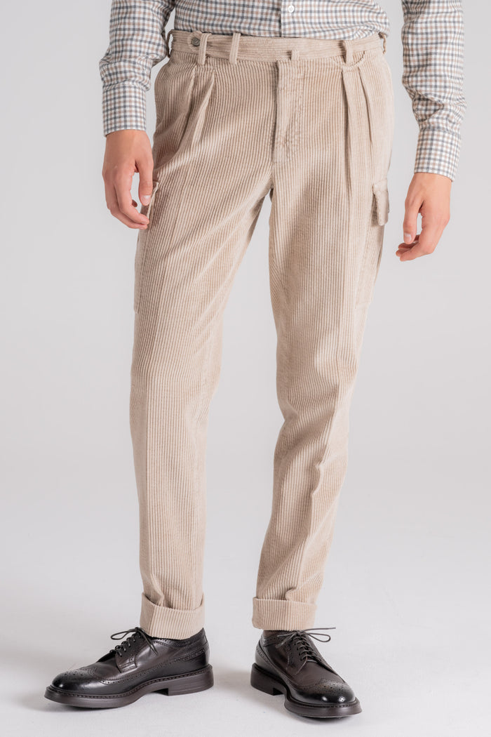  Santaniello Trousers 100% Cotton Corduroy Regular Fit Beige Uomo - 5