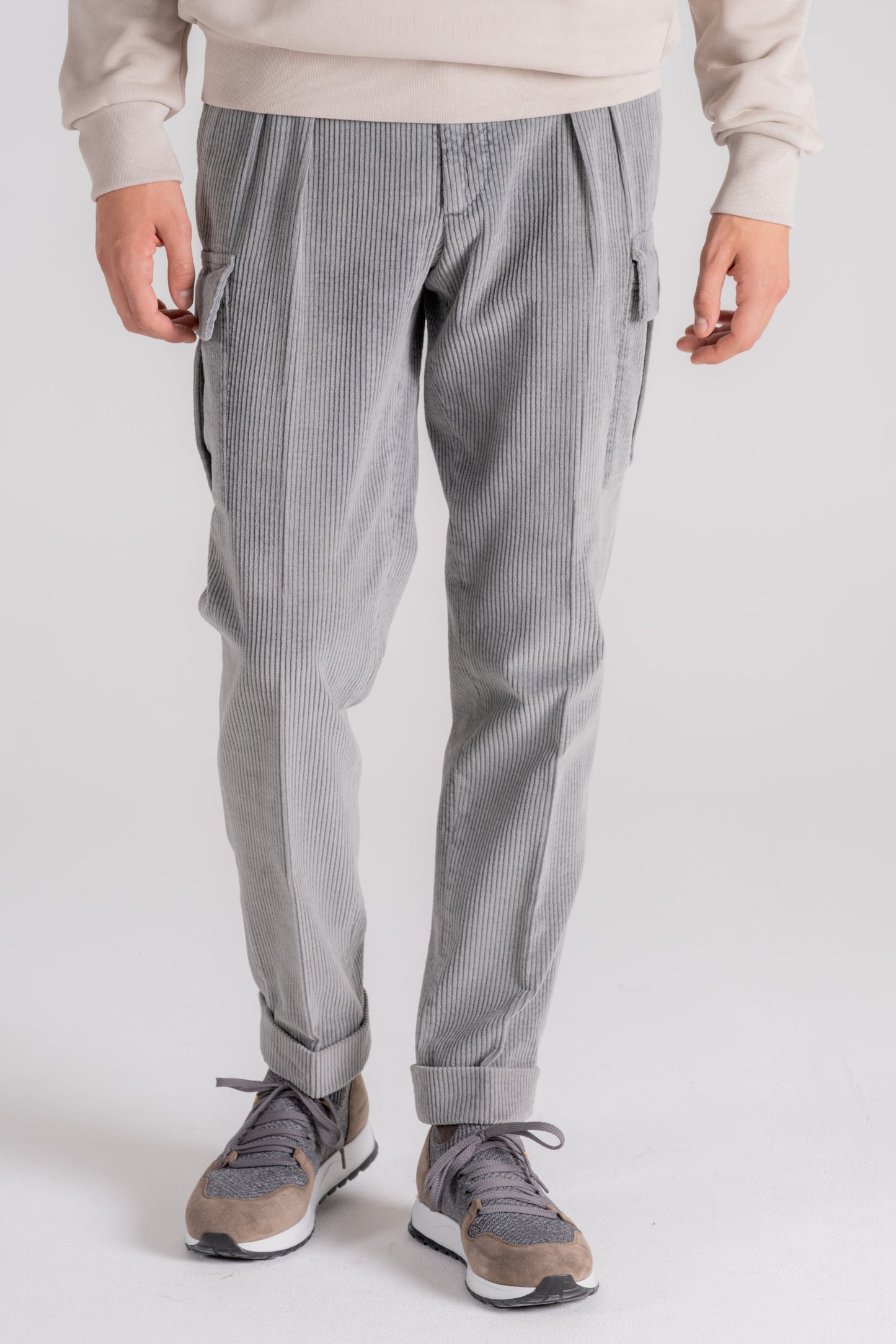  Santaniello Trousers 100% Cotton Corduroy Grigio Uomo - 1