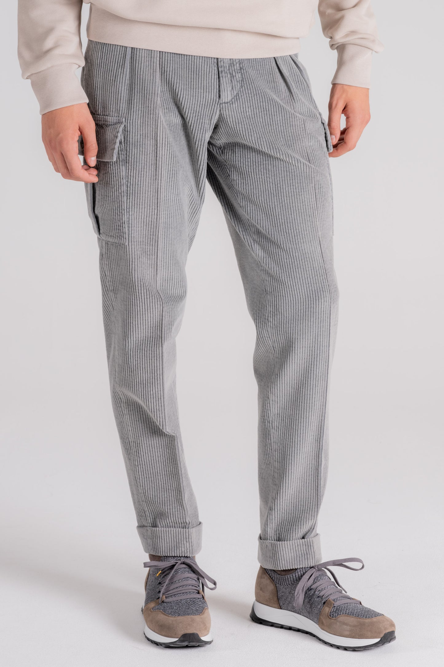  Santaniello Trousers 100% Cotton Corduroy Grigio Uomo - 2