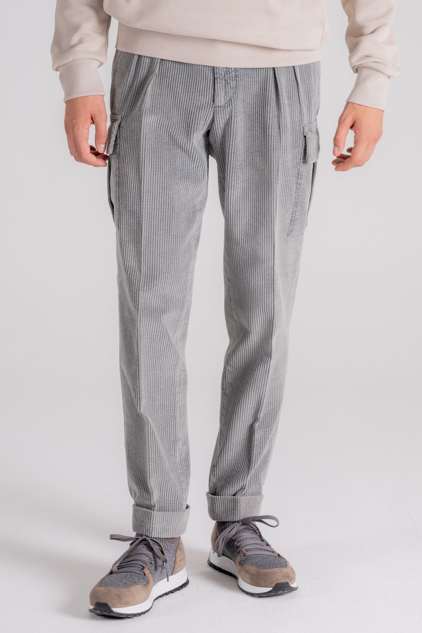  Santaniello Trousers 100% Cotton Corduroy Grigio Uomo - 3