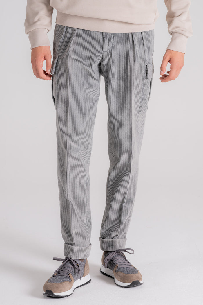  Santaniello Trousers 100% Cotton Corduroy Grigio Uomo - 3