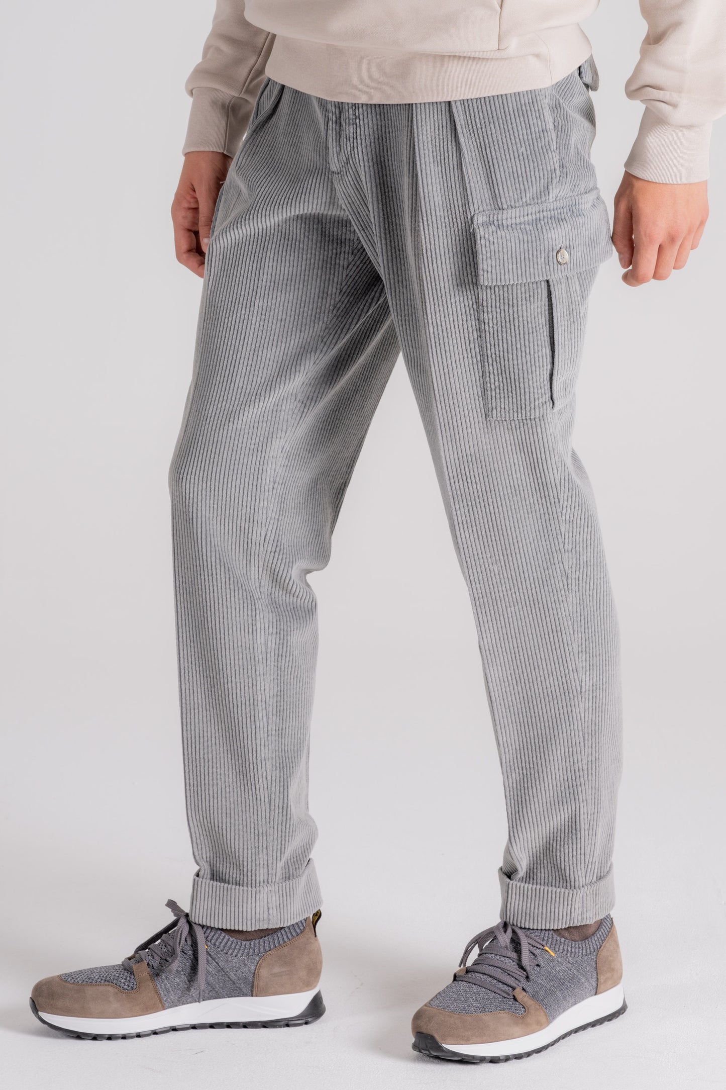  Santaniello Trousers 100% Cotton Corduroy Grigio Uomo - 4