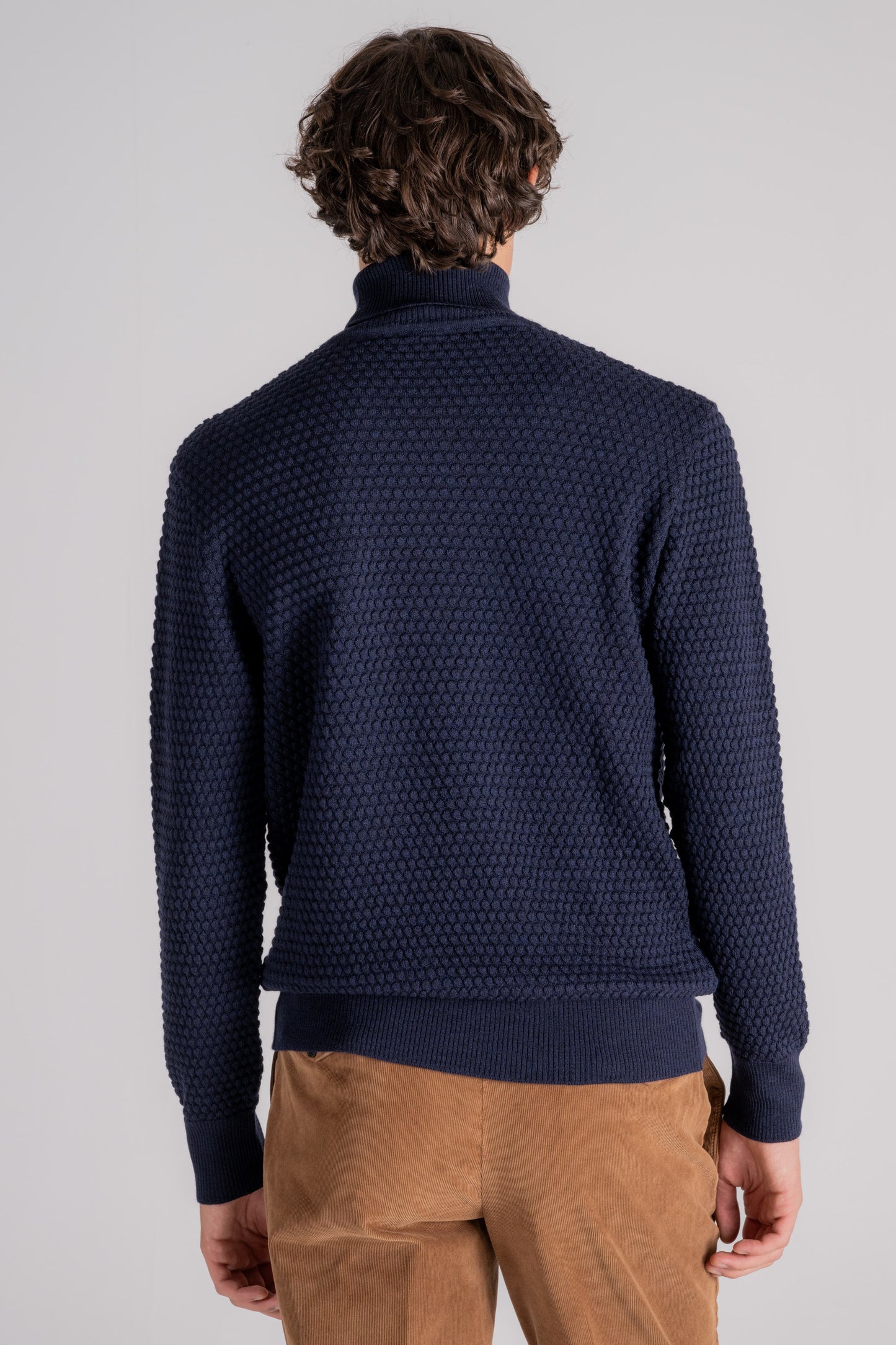  Grp Firenze High Neck Sweater In 100% Blue Wool Blu Uomo - 5