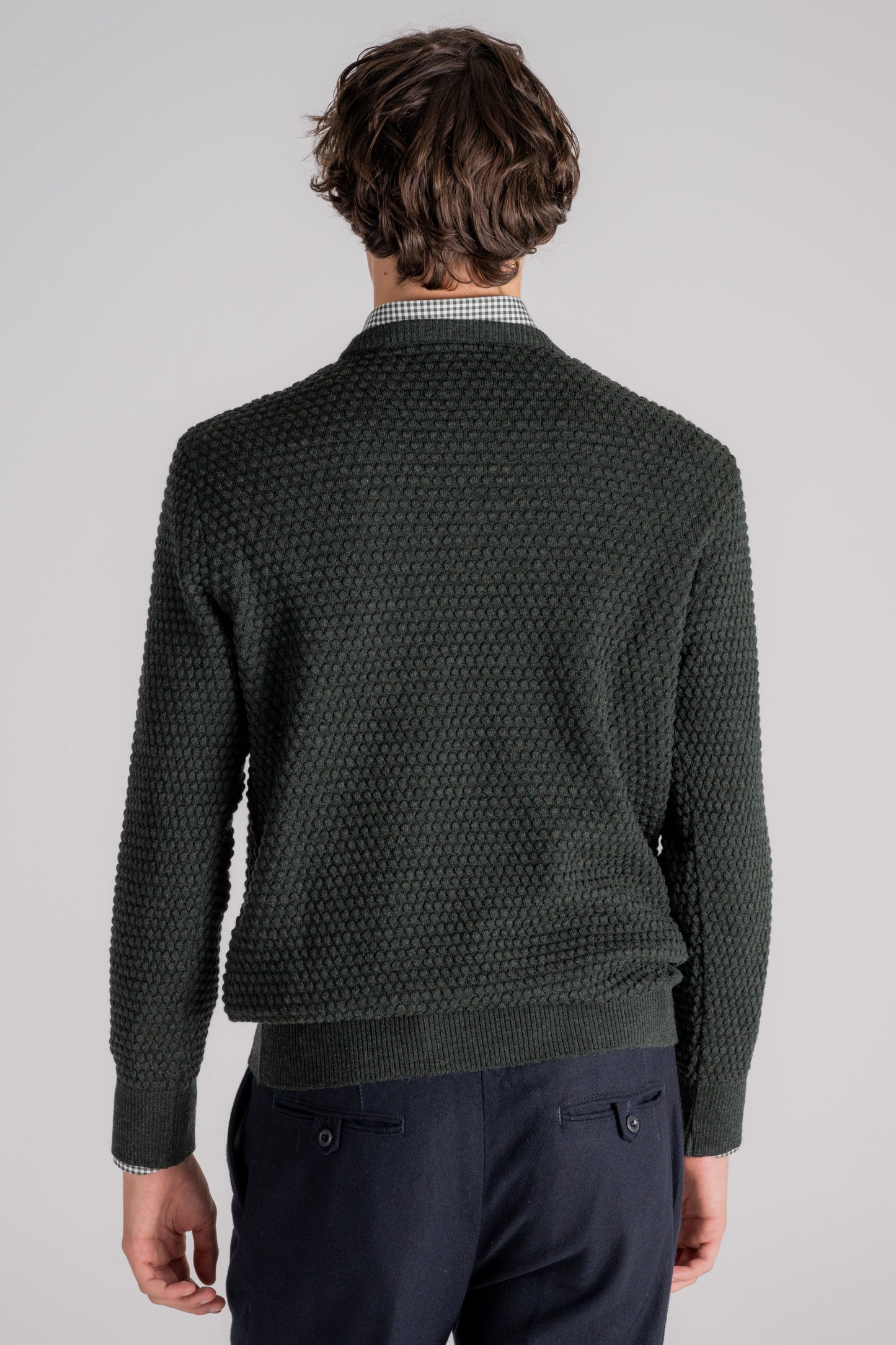  Grp Firenze Merino Wool Crewneck Sweater Green Verde Uomo - 5