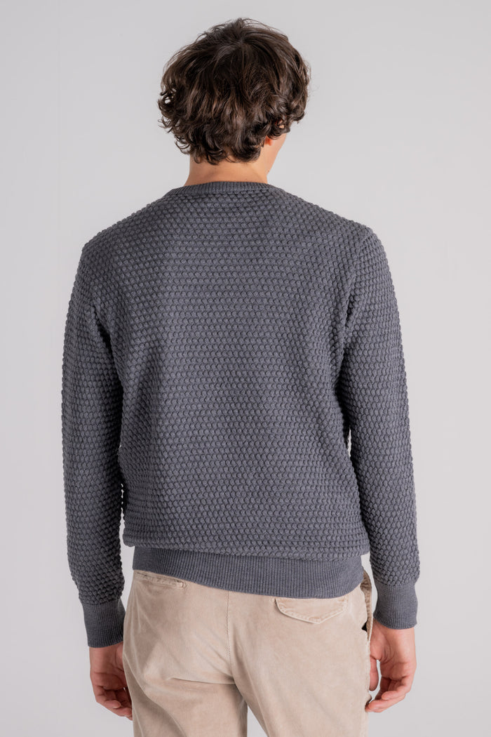  Grp Firenze Grp Florence Crewneck Sweater 100% Merino Wool Grey Grigio Uomo - 4