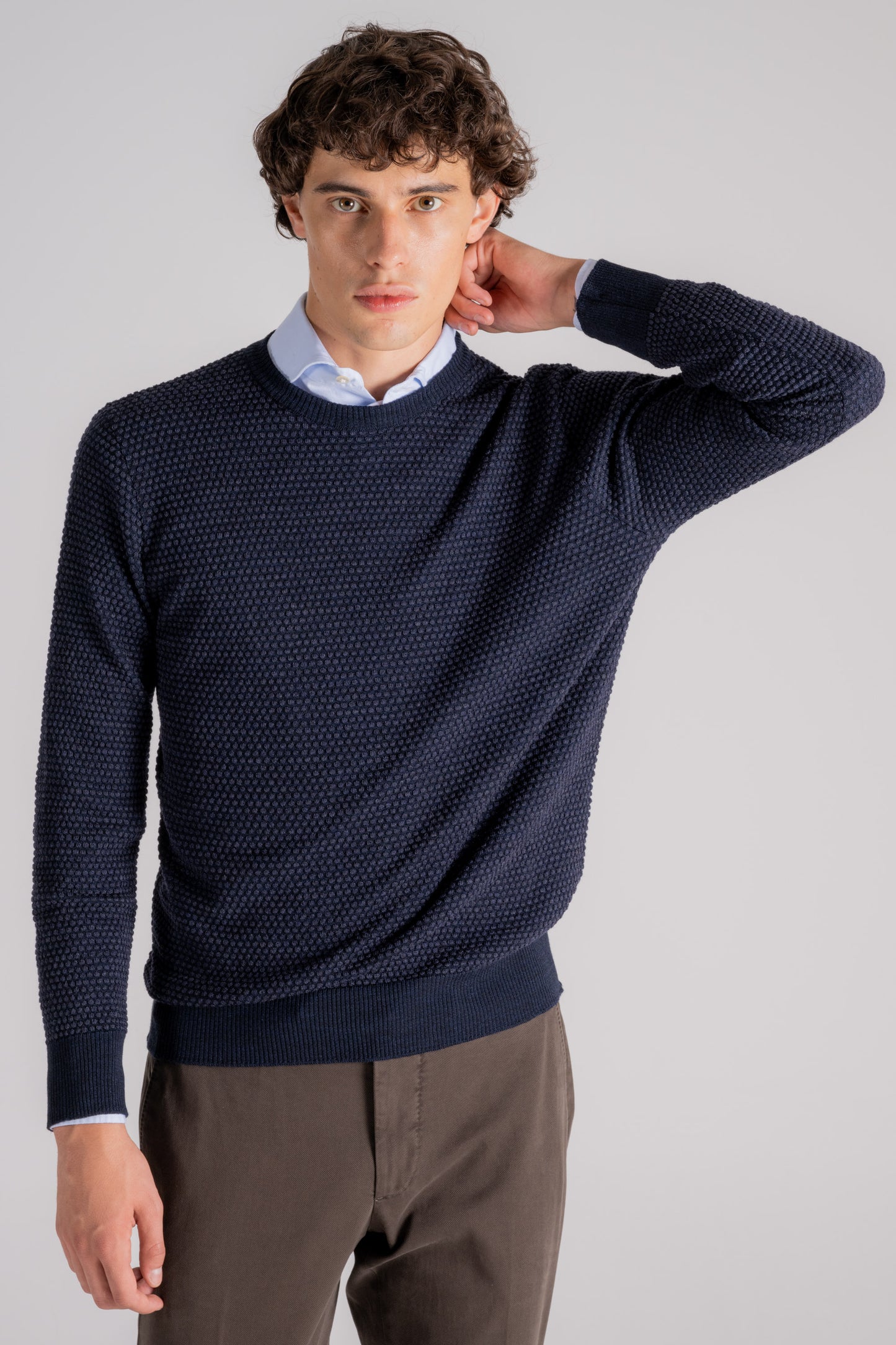  Grp Firenze Turtleneck Sweater 100% Wool Blue Blu Uomo - 1