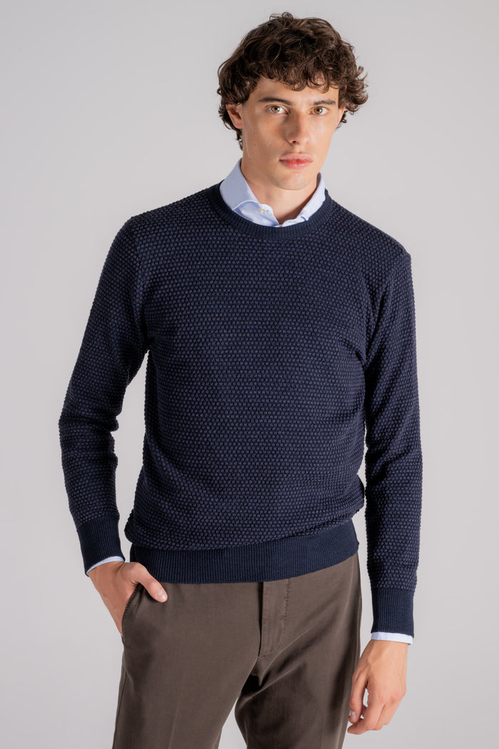  Grp Firenze Turtleneck Sweater 100% Wool Blue Blu Uomo - 4