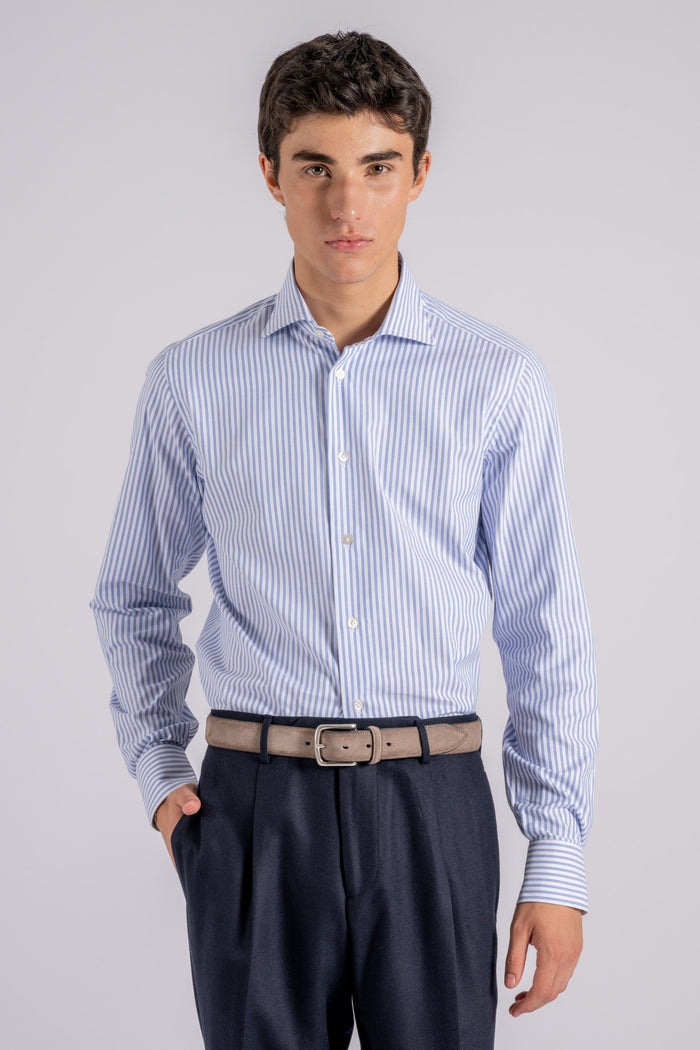 Borriello Camicia Slim 100% Cotone Azzurro