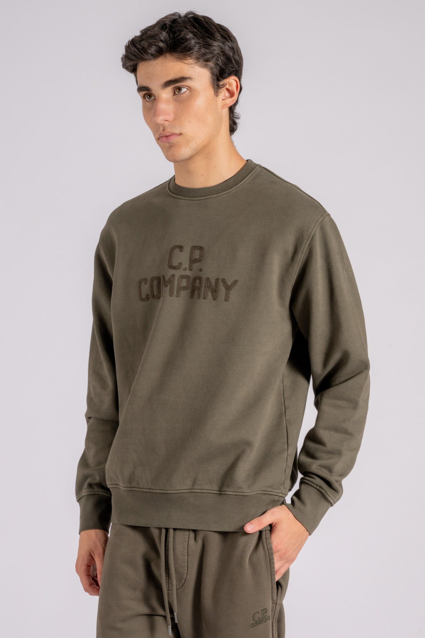  C.p. Company Crewneck Sweatshirt 100% Cotton Green Verde Uomo - 1