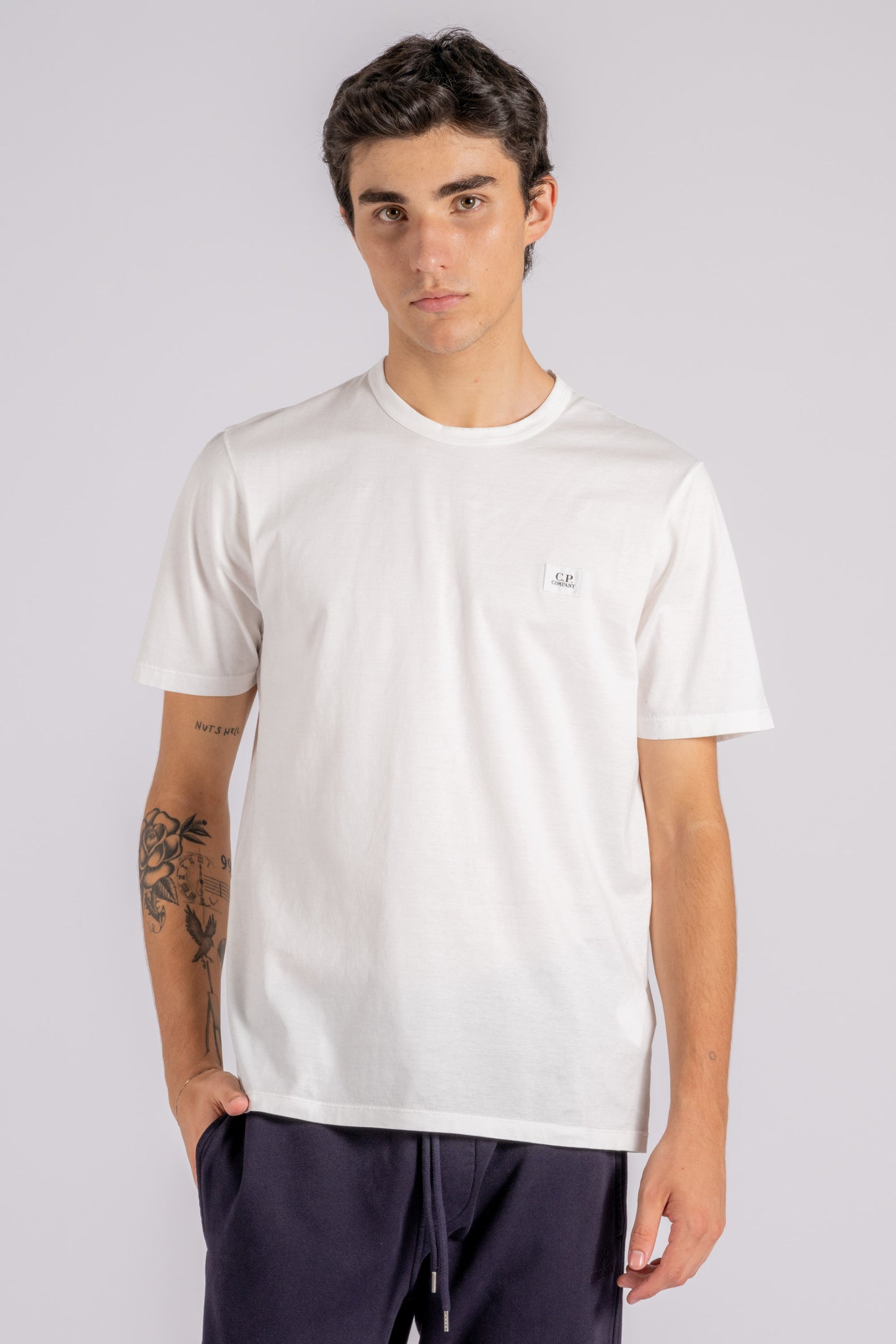  C.p. Company T-shirt Logo Patch Cotton White Bianco Uomo - 1