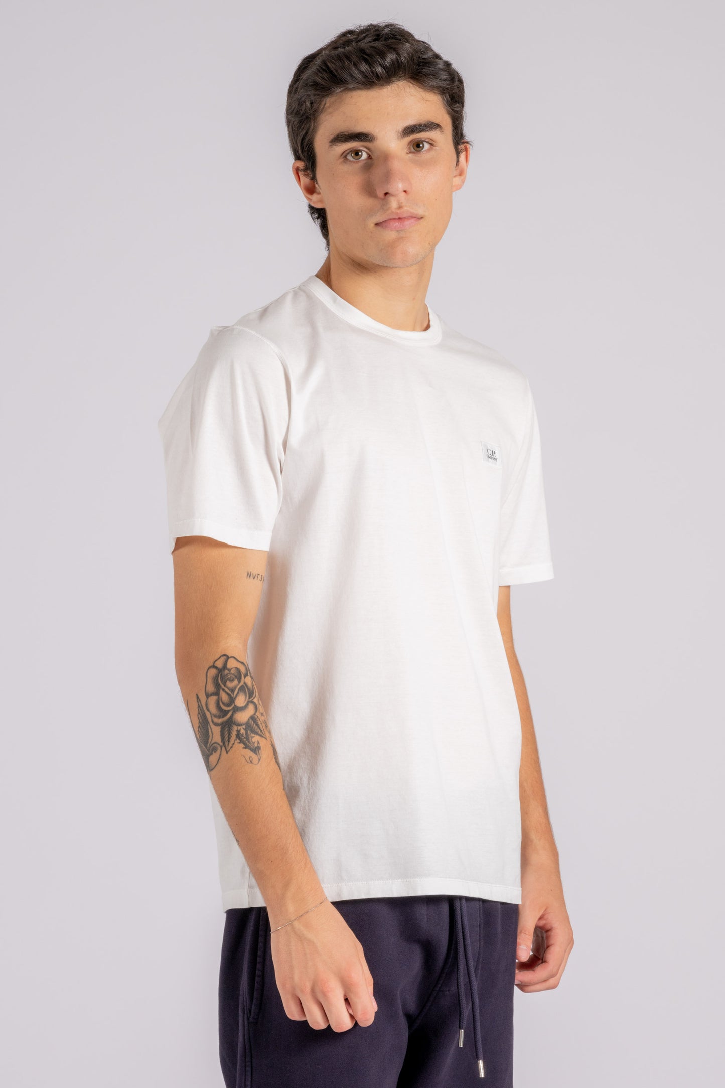  C.p. Company T-shirt Logo Patch Cotton White Bianco Uomo - 4