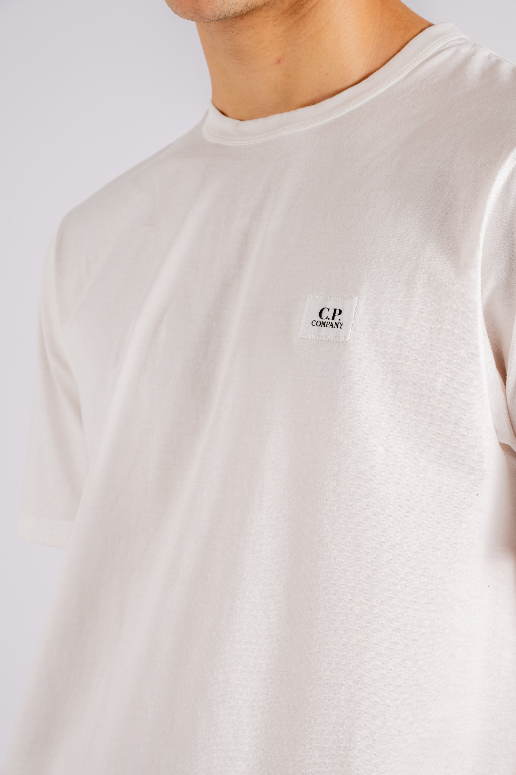 C.p. Company T-shirt Logo Patch Cotton White Bianco 103 Uomo