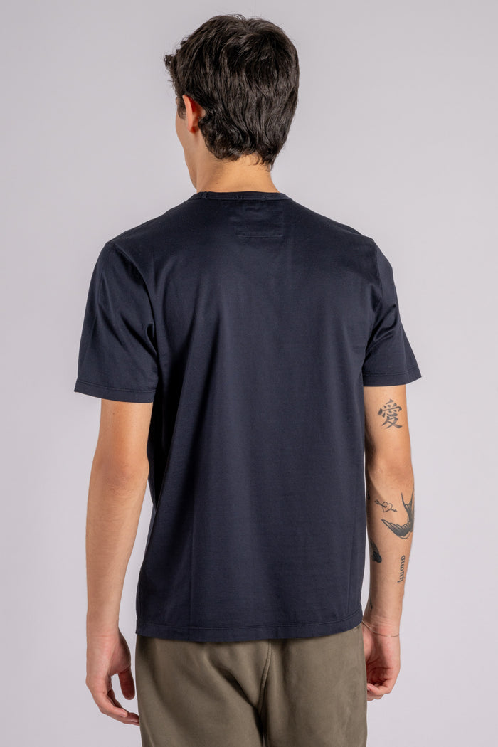  C.p. Company T-shirt Logo Patch Cotton Blue Blu Uomo - 5