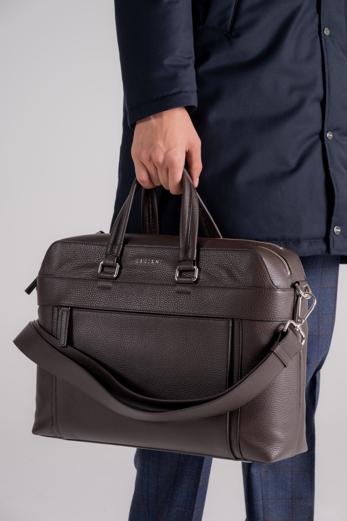  Orciani Borsa Briefcase In Pelle Marrone Uomo - 1