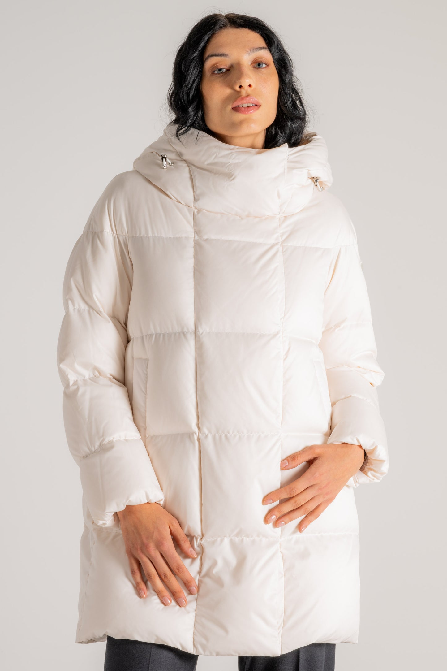  Add Hooded Down Jacket Bianco Donna - 2