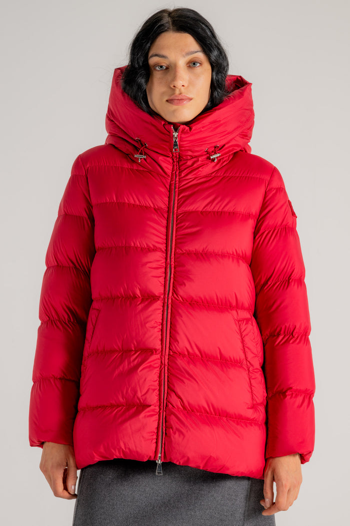 Add Hooded Down Jacket Rosso Donna