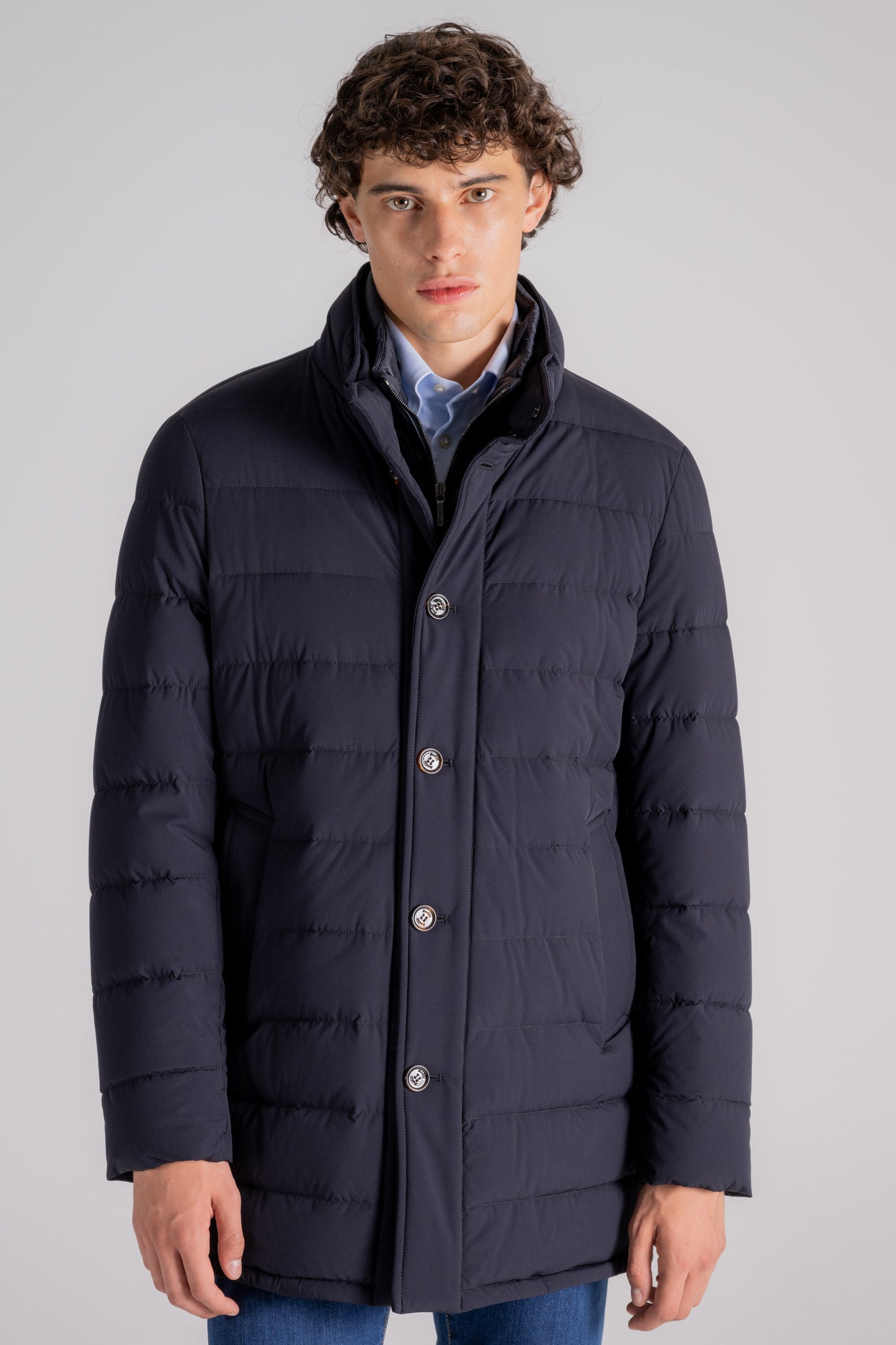  Moorer Quilted Goose Down Blue Jacket Blu Uomo - 1