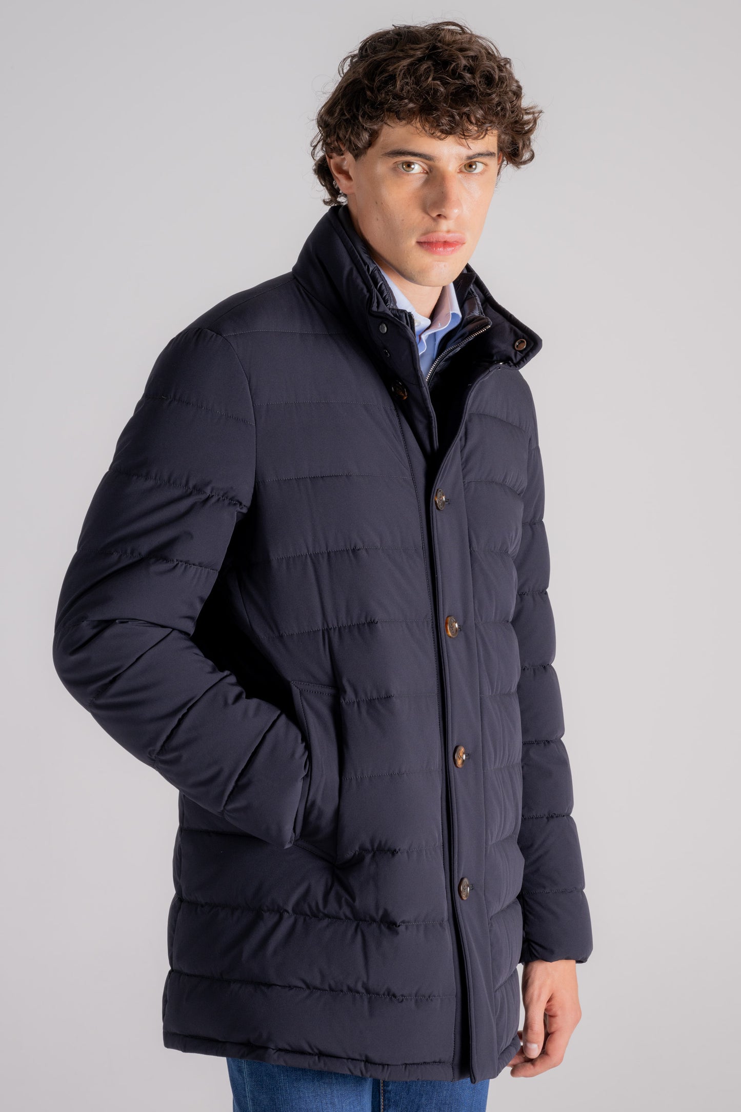  Moorer Quilted Goose Down Blue Jacket Blu Uomo - 3